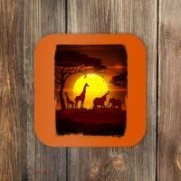 African Safari Animals Sunset Scene Coaster thumb 0