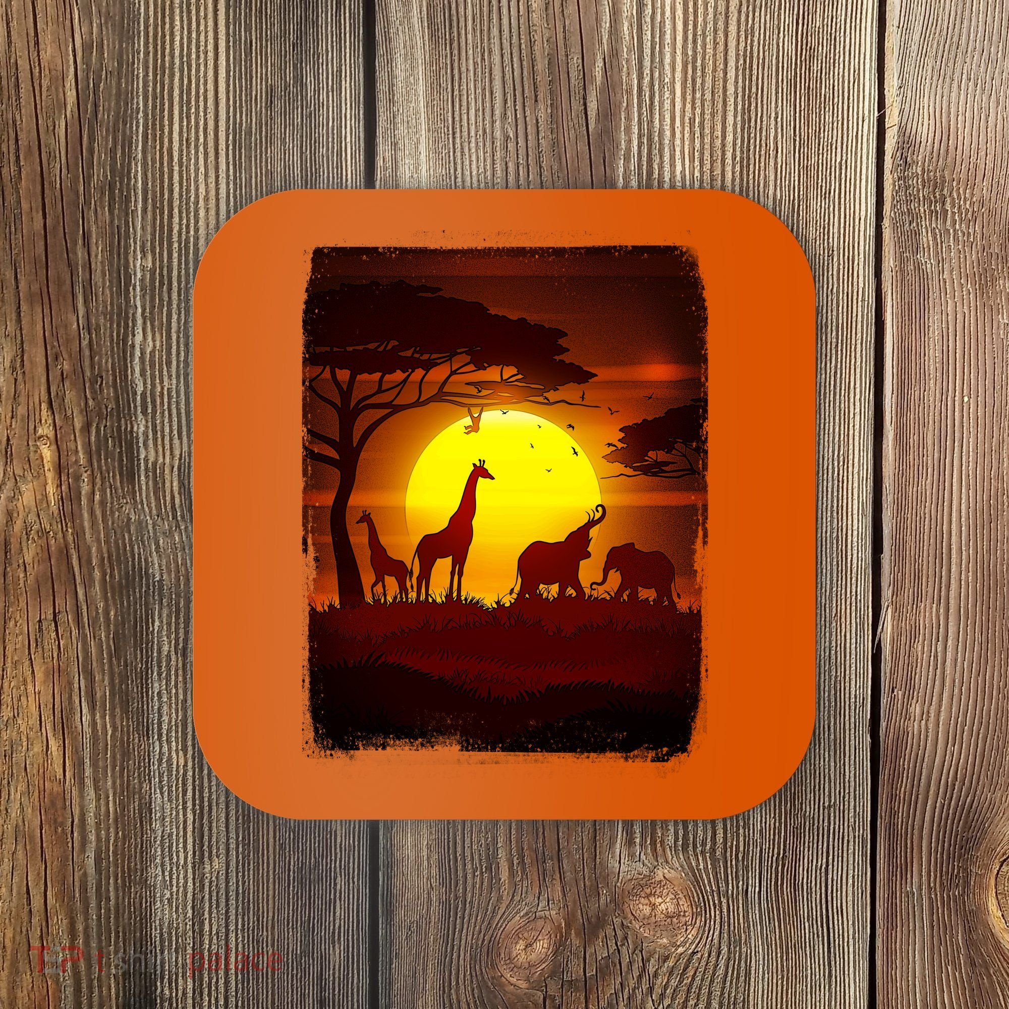 African Safari Animals Sunset Scene Coaster