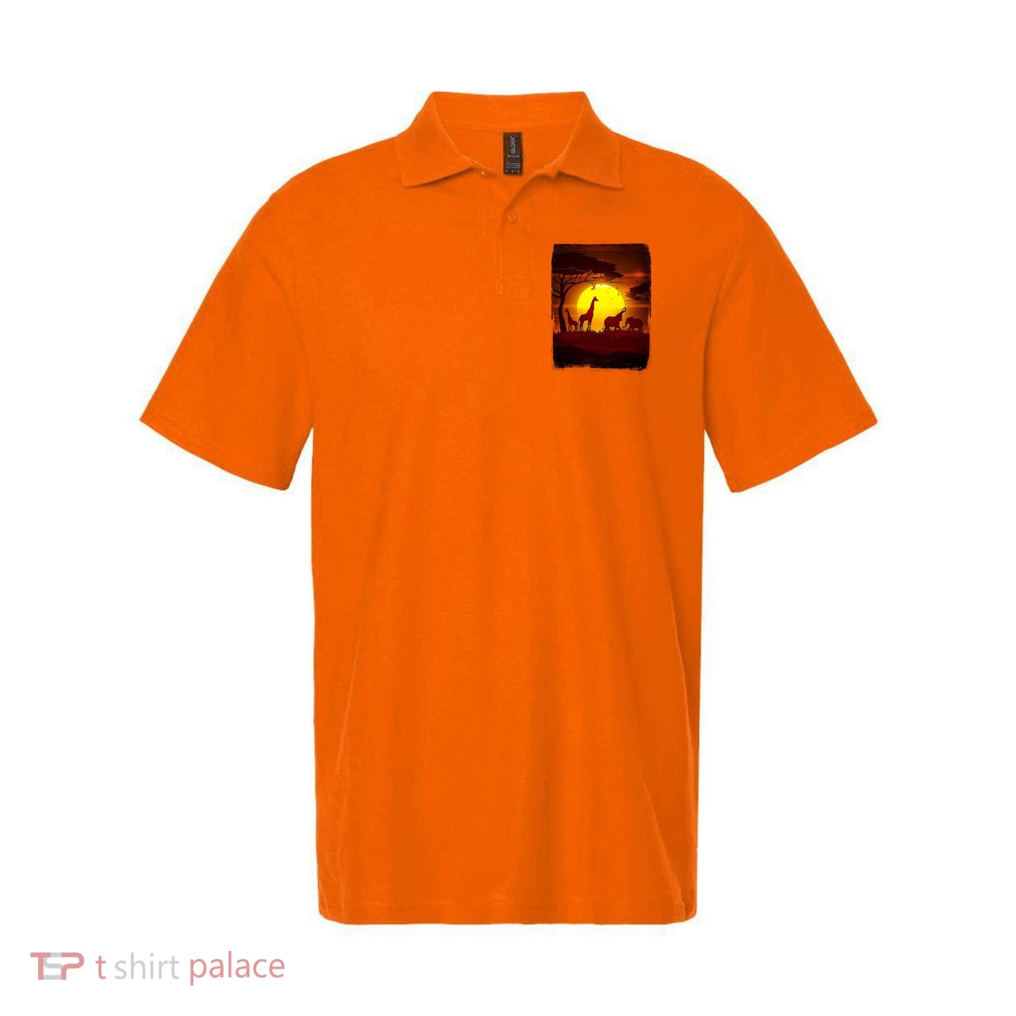 African Safari Animals Sunset Scene Polo