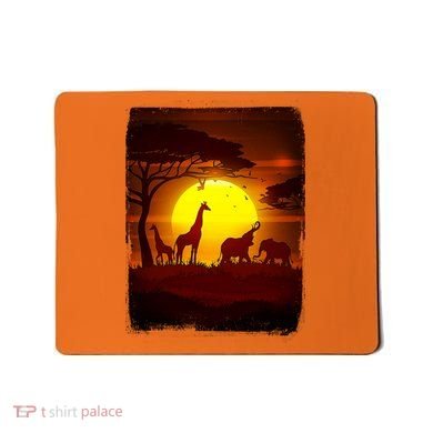 African Safari Animals Sunset Scene Mousepad
