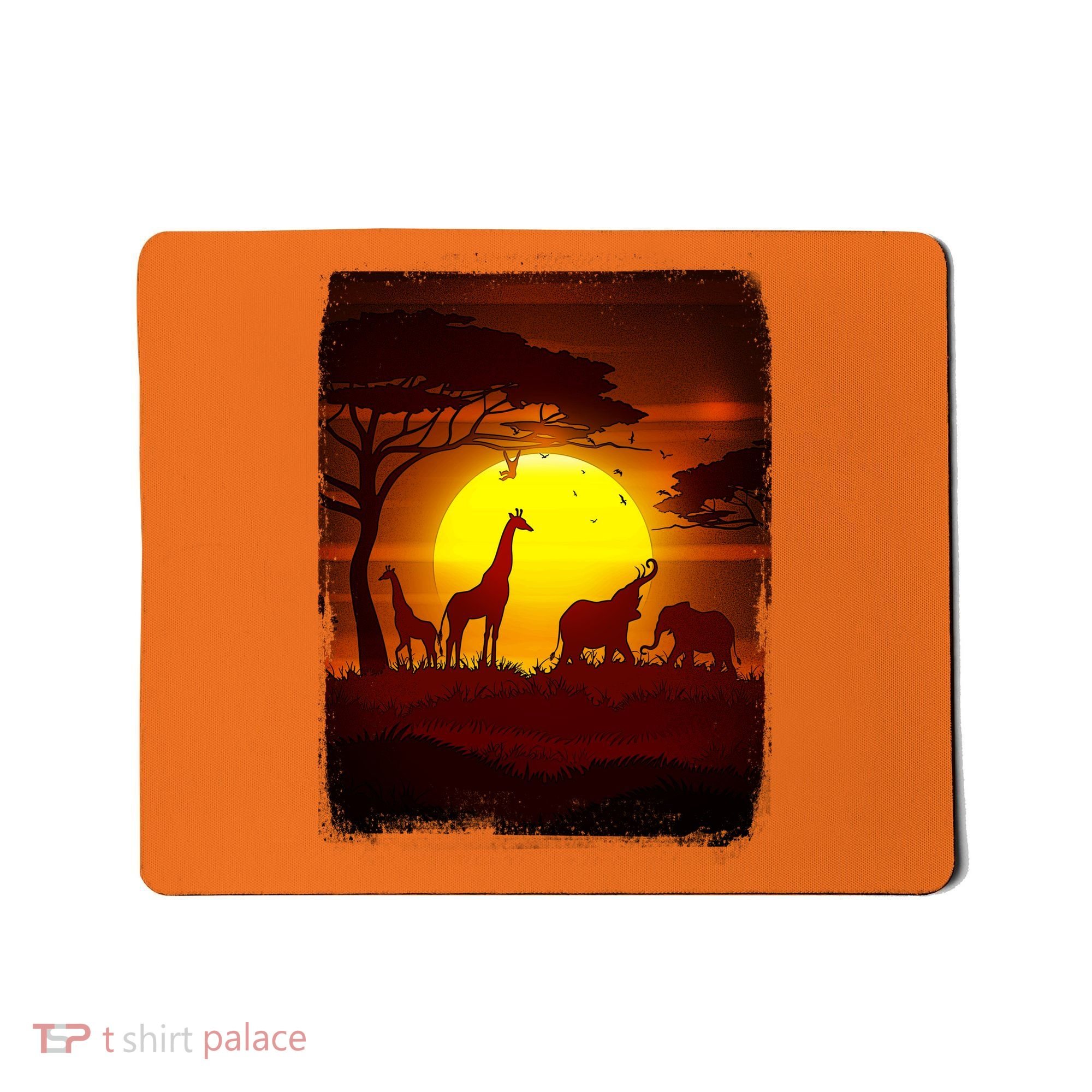 African Safari Animals Sunset Scene Mousepad