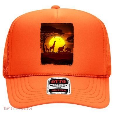 African Safari Animals Sunset Scene Hat