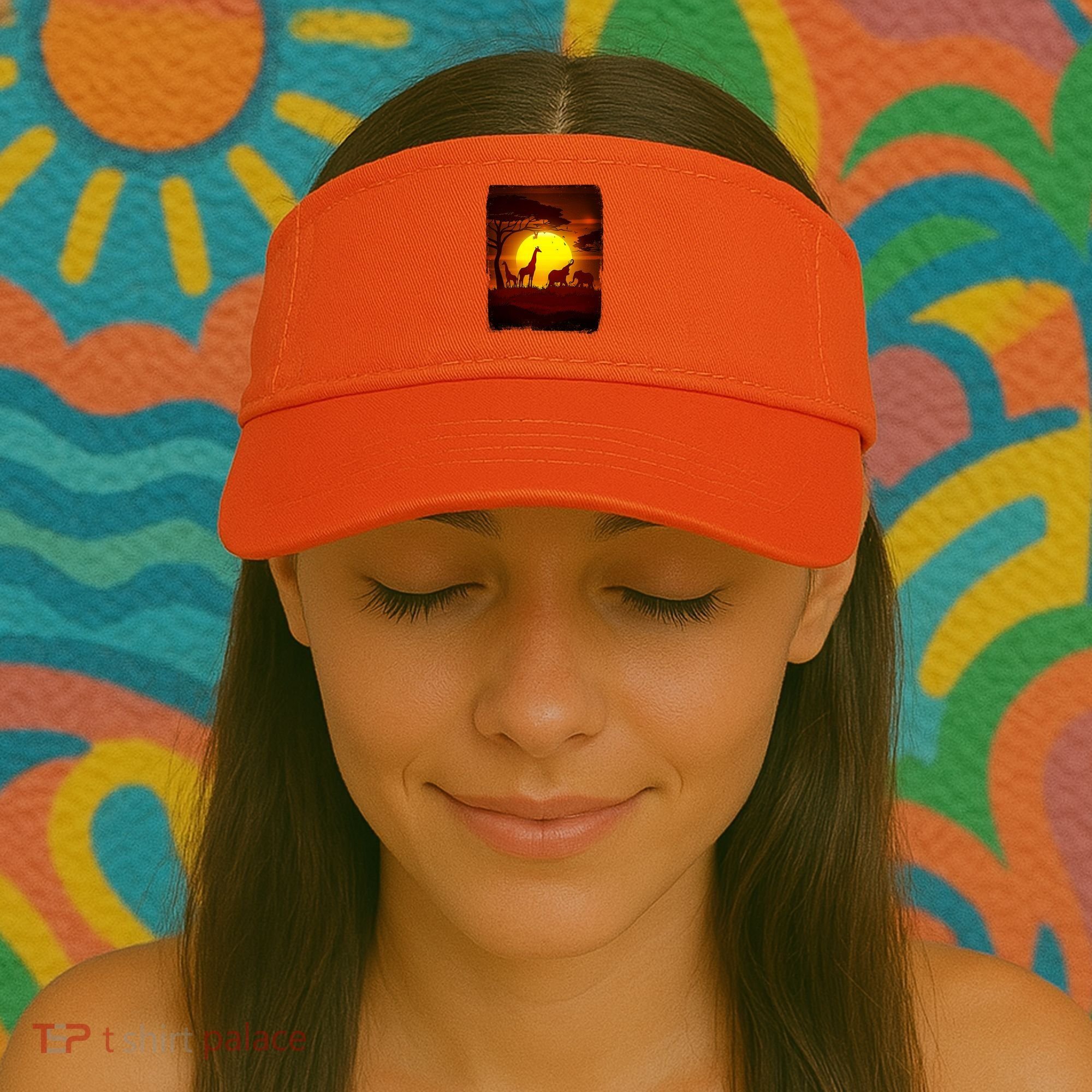 African Safari Animals Sunset Scene Visor