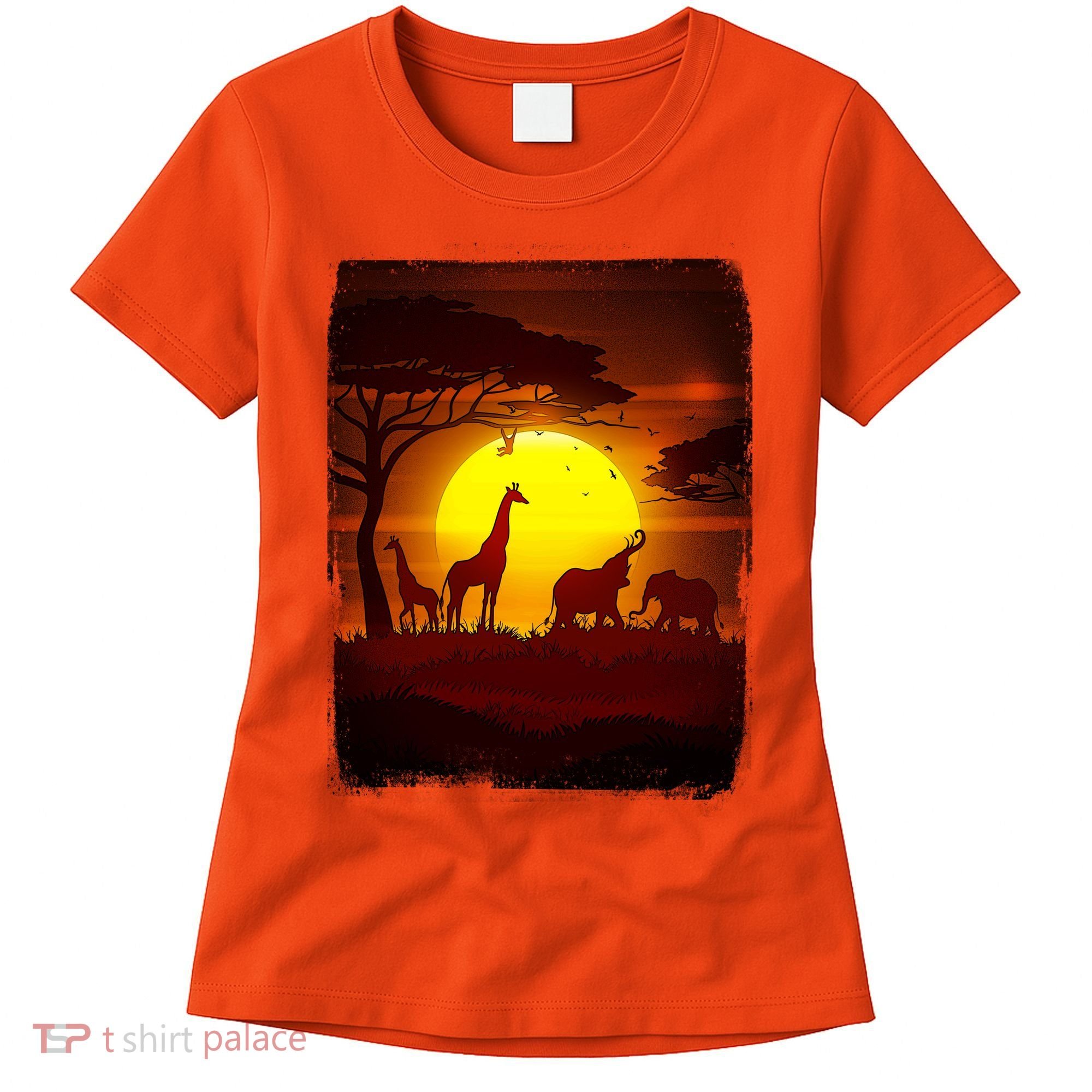 African Safari Animals Sunset Scene Women's T-Shirt