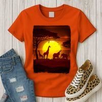 African Safari Animals Sunset Scene Women's T-Shirt thumb 3