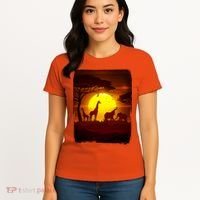 African Safari Animals Sunset Scene Women's T-Shirt thumb 4