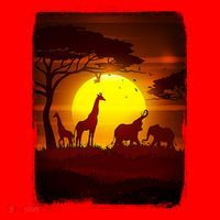 African Safari Animals Sunset Scene Santa Hat thumb 1