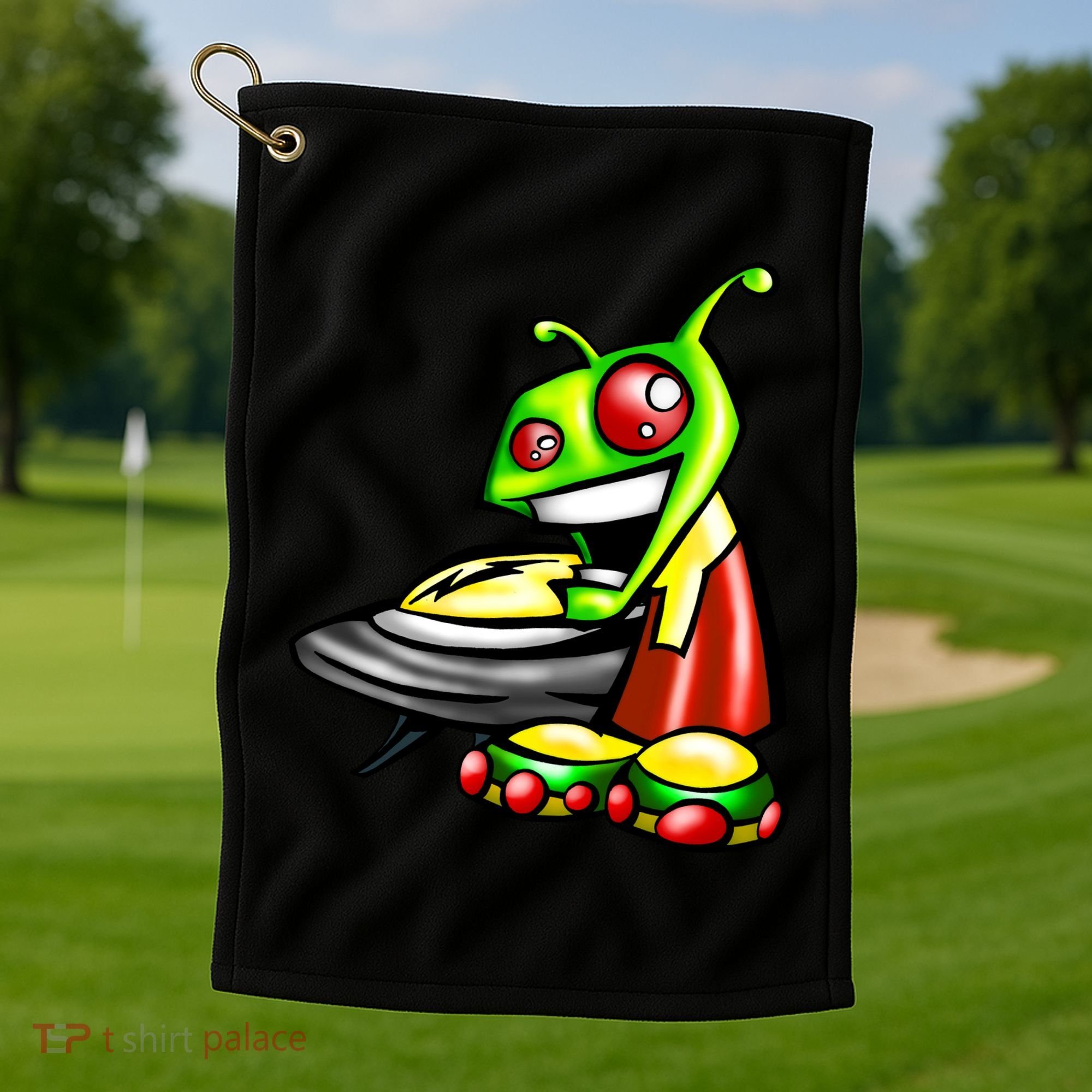 Alien & Saucer Golf Towel