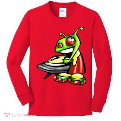 Alien & Saucer Kids Long Sleeve Shirt