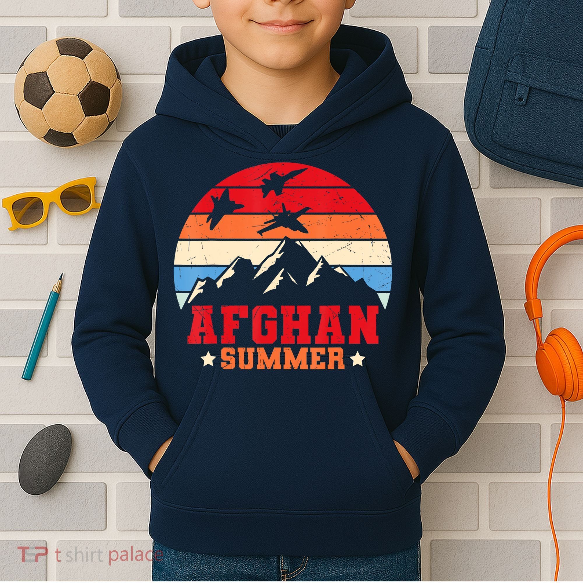 Afghan Summer Afghanistan Veteran Soldier Kids Hoodie