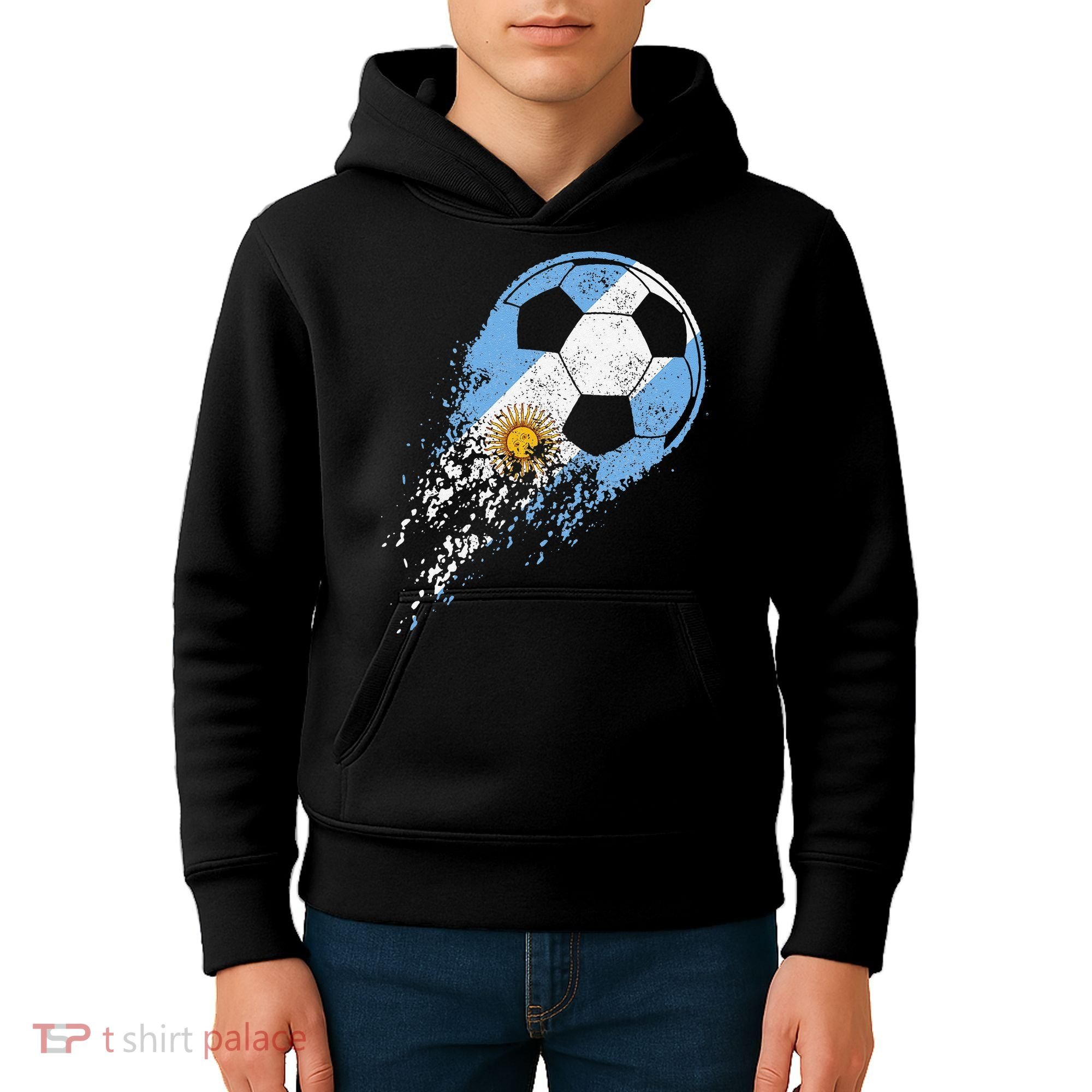 Argentina Soccer Argentinian Flag Pride Soccer Player Kids Hoodie