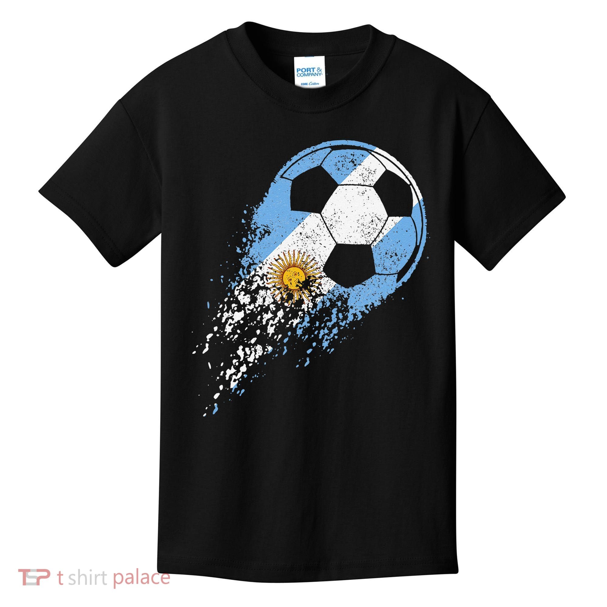 Argentina Soccer Argentinian Flag Pride Soccer Player Kids T-Shirt