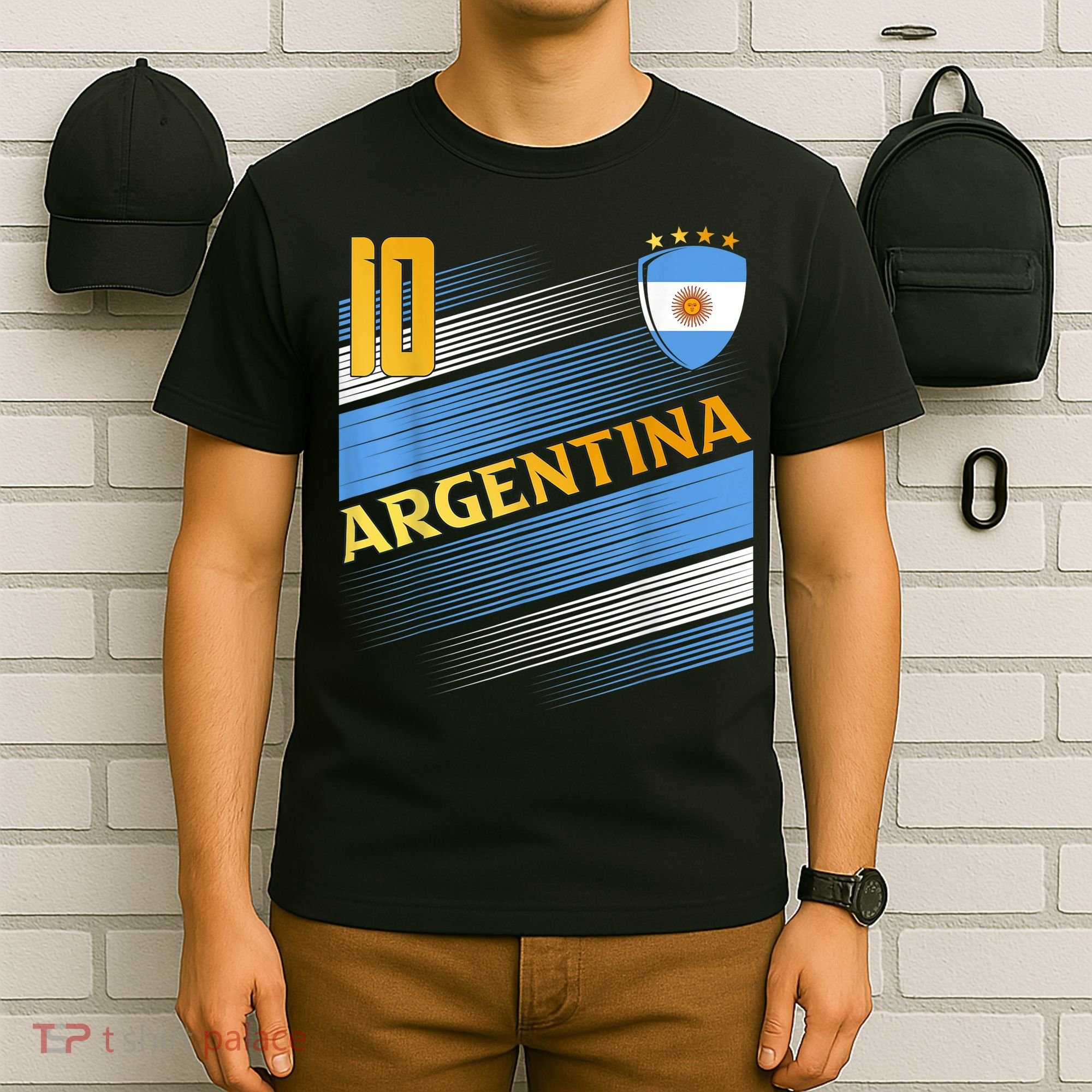 Argentina Soccer Argentinian Flag Football Retro 10 Jersey T-Shirt