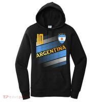 Argentina Soccer Argentinian Flag Football Retro 10 Jersey Women's Hoodie thumb 0