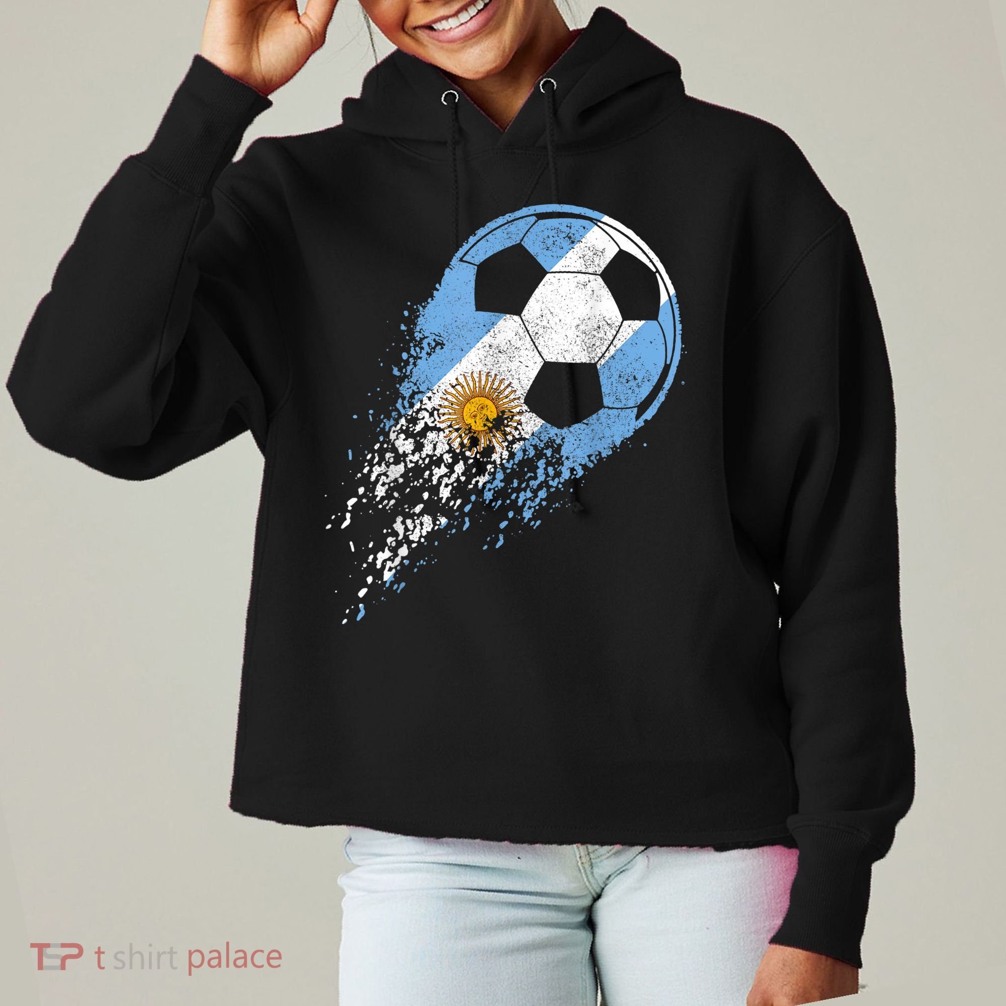 Argentina Soccer Argentinian Flag Pride Soccer Player Ladies Heavyweight Boxy Pullover Hoodie