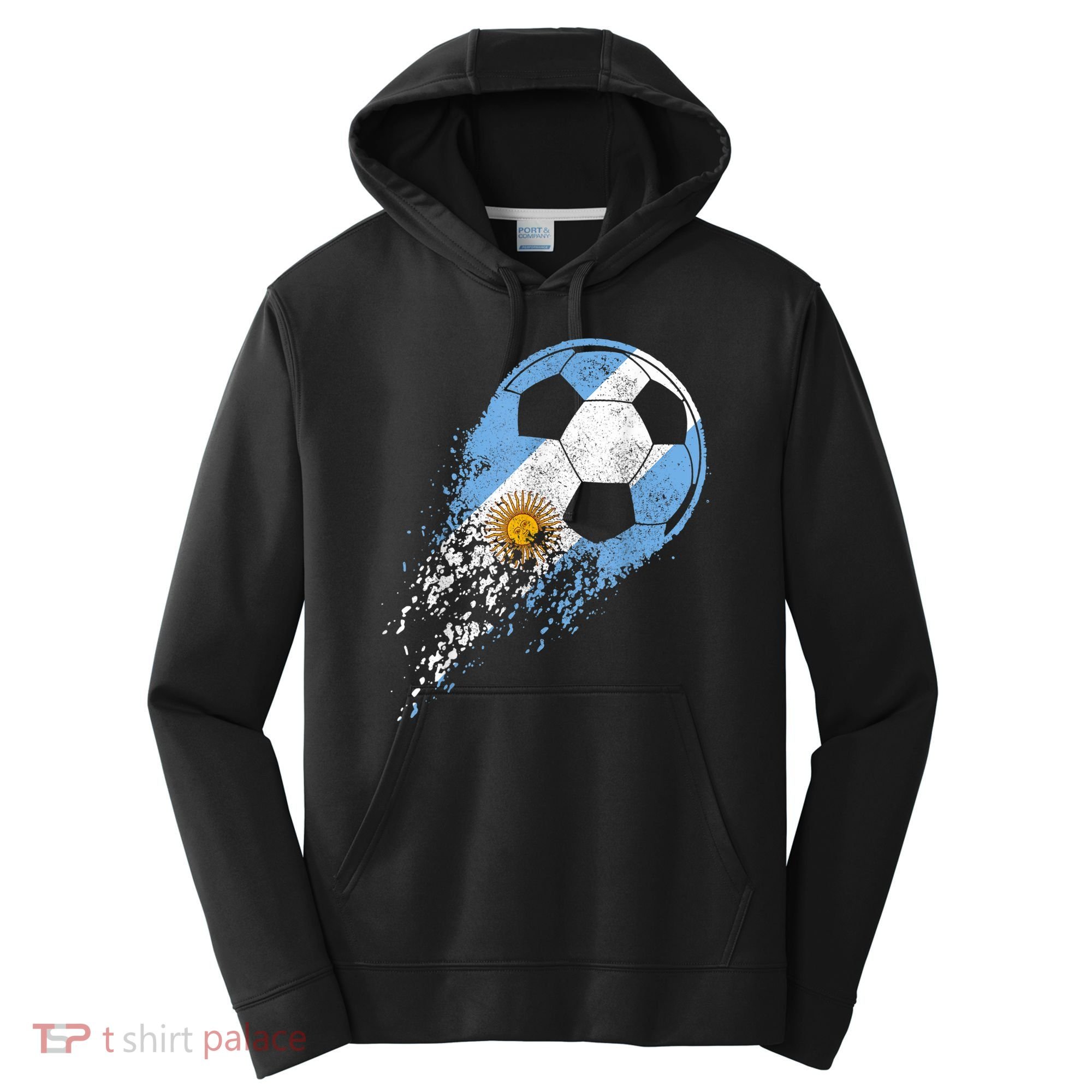 Argentina Soccer Argentinian Flag Pride Soccer Player Performance Fleece Hoodie
