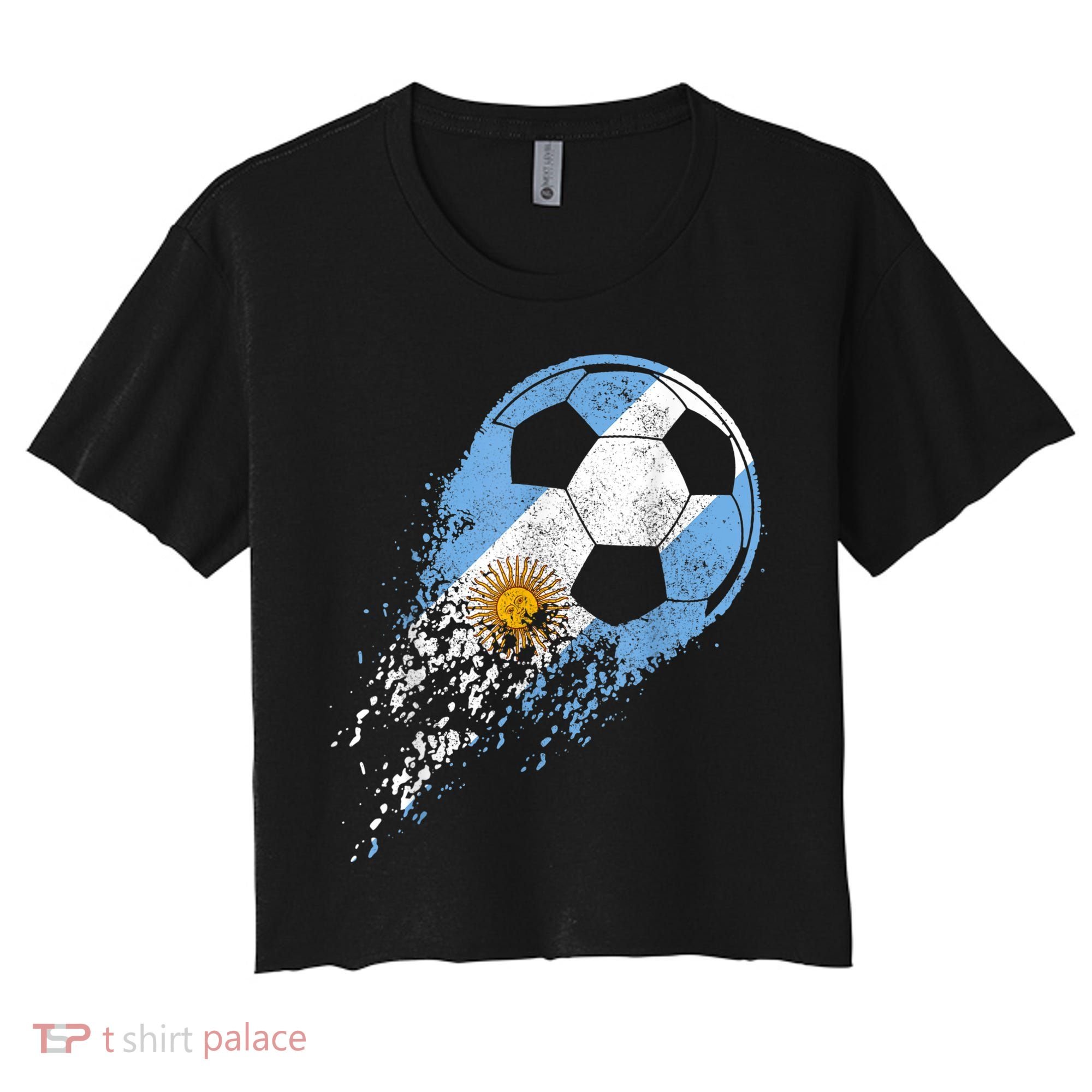 Argentina Soccer Argentinian Flag Pride Soccer Player Women's Crop Top Tee
