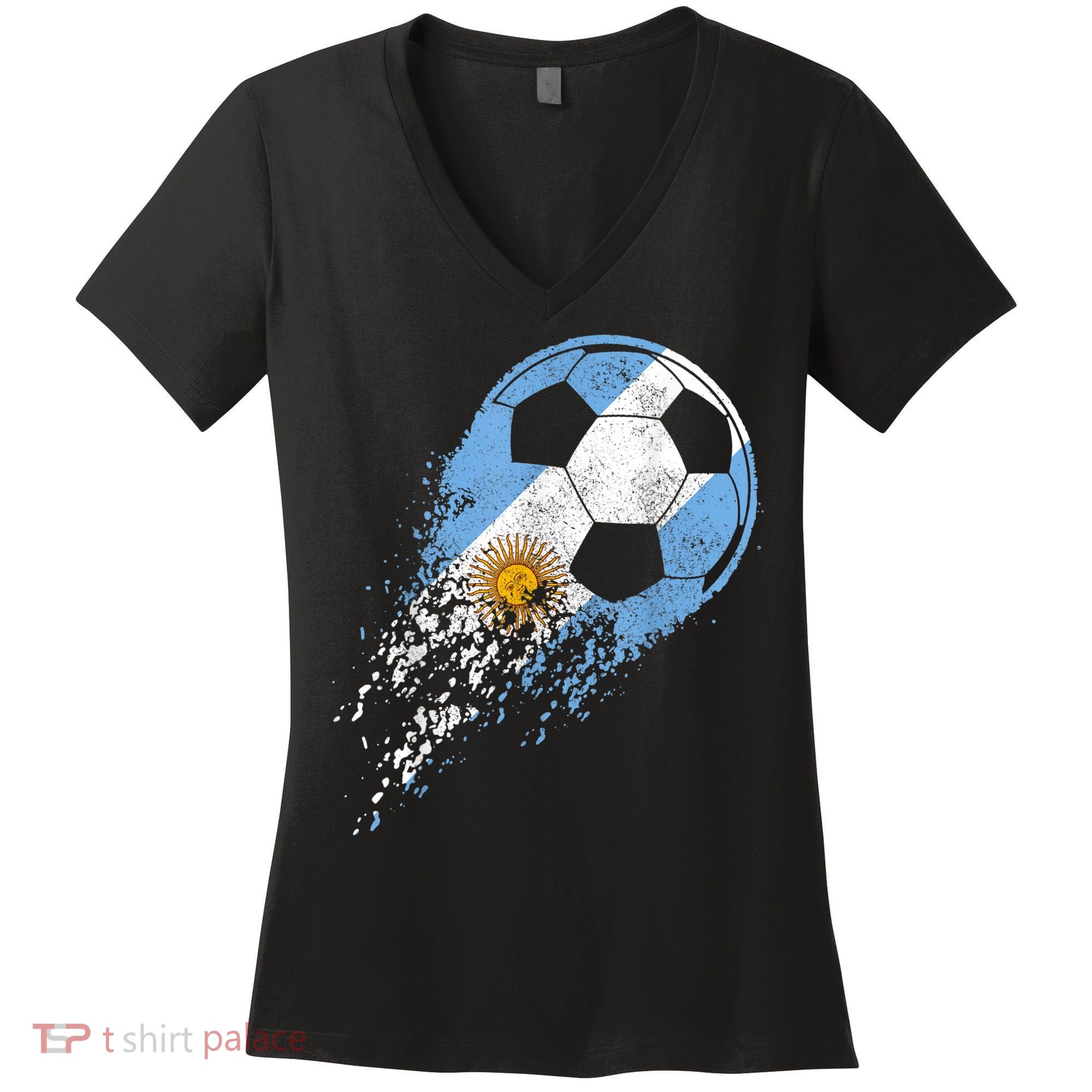 Argentina Soccer Argentinian Flag Pride Soccer Player Women's V-Neck T-Shirt