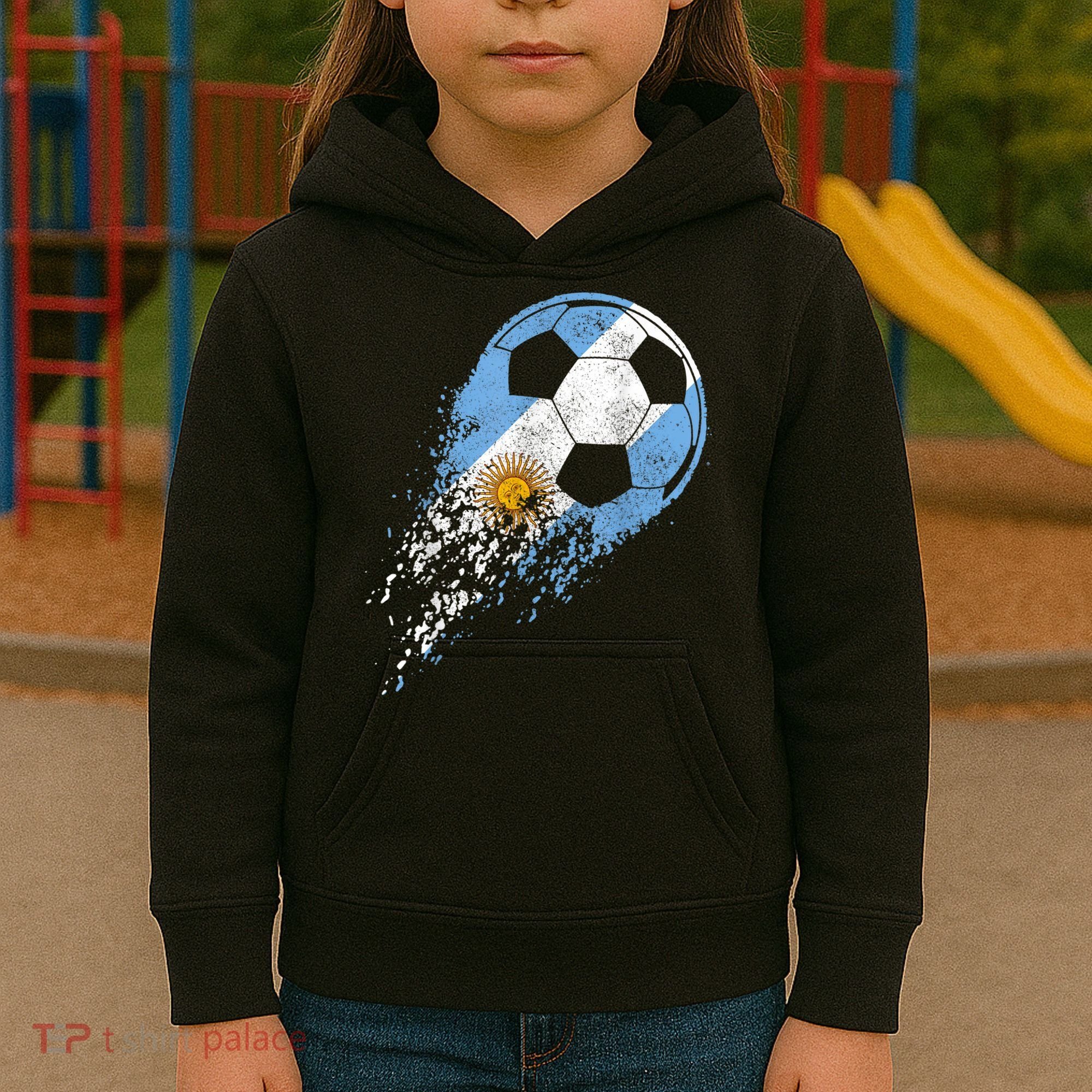 Argentina Soccer Argentinian Flag Pride Soccer Player Kids Hoodie