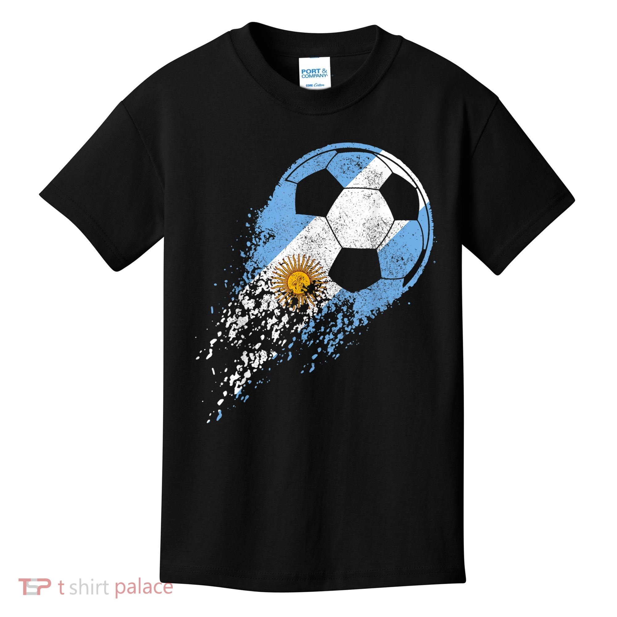 Argentina Soccer Argentinian Flag Pride Soccer Player Kids T-Shirt
