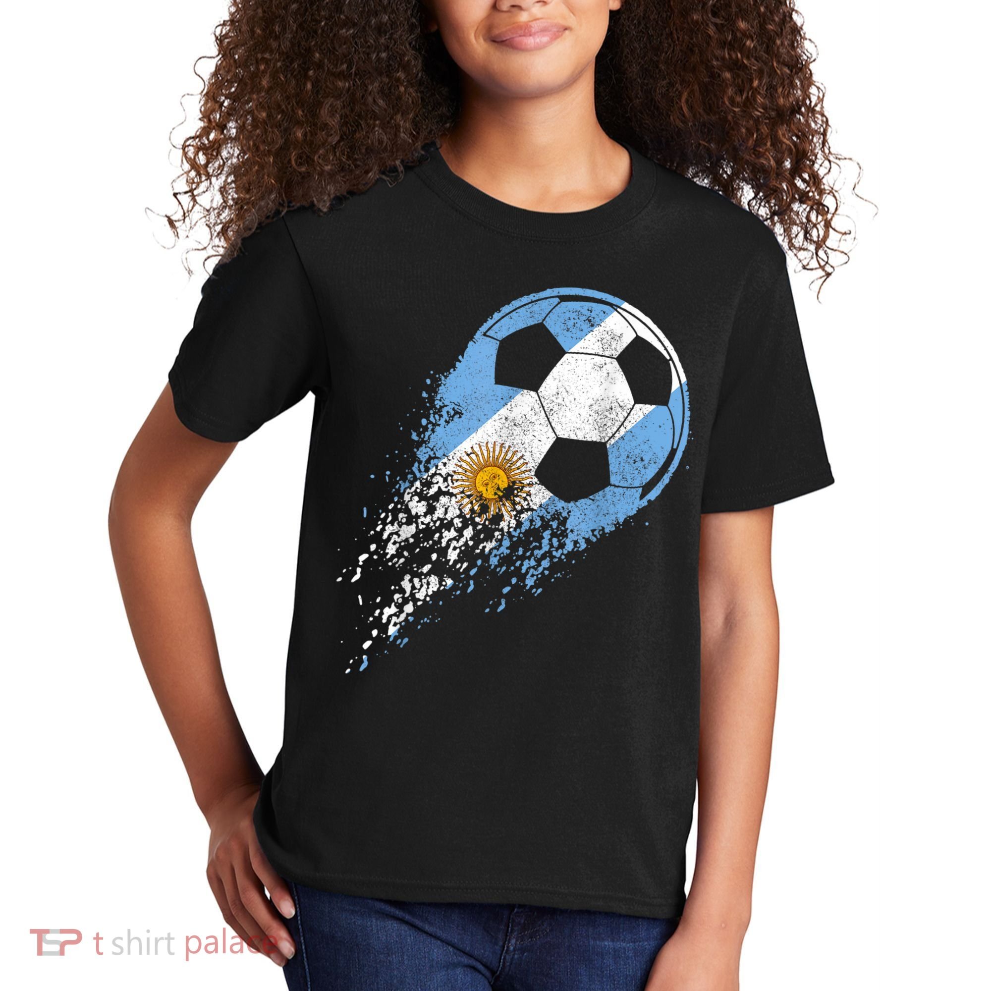Argentina Soccer Argentinian Flag Pride Soccer Player Kids T-Shirt