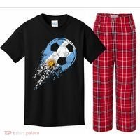 Argentina Soccer Argentinian Flag Pride Soccer Player Kids Plaid Pajama Set thumb 0