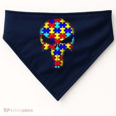 Autism Skull USA-Made Doggie Bandana