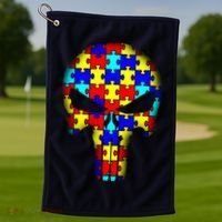Autism Skull Golf Towel thumb 1