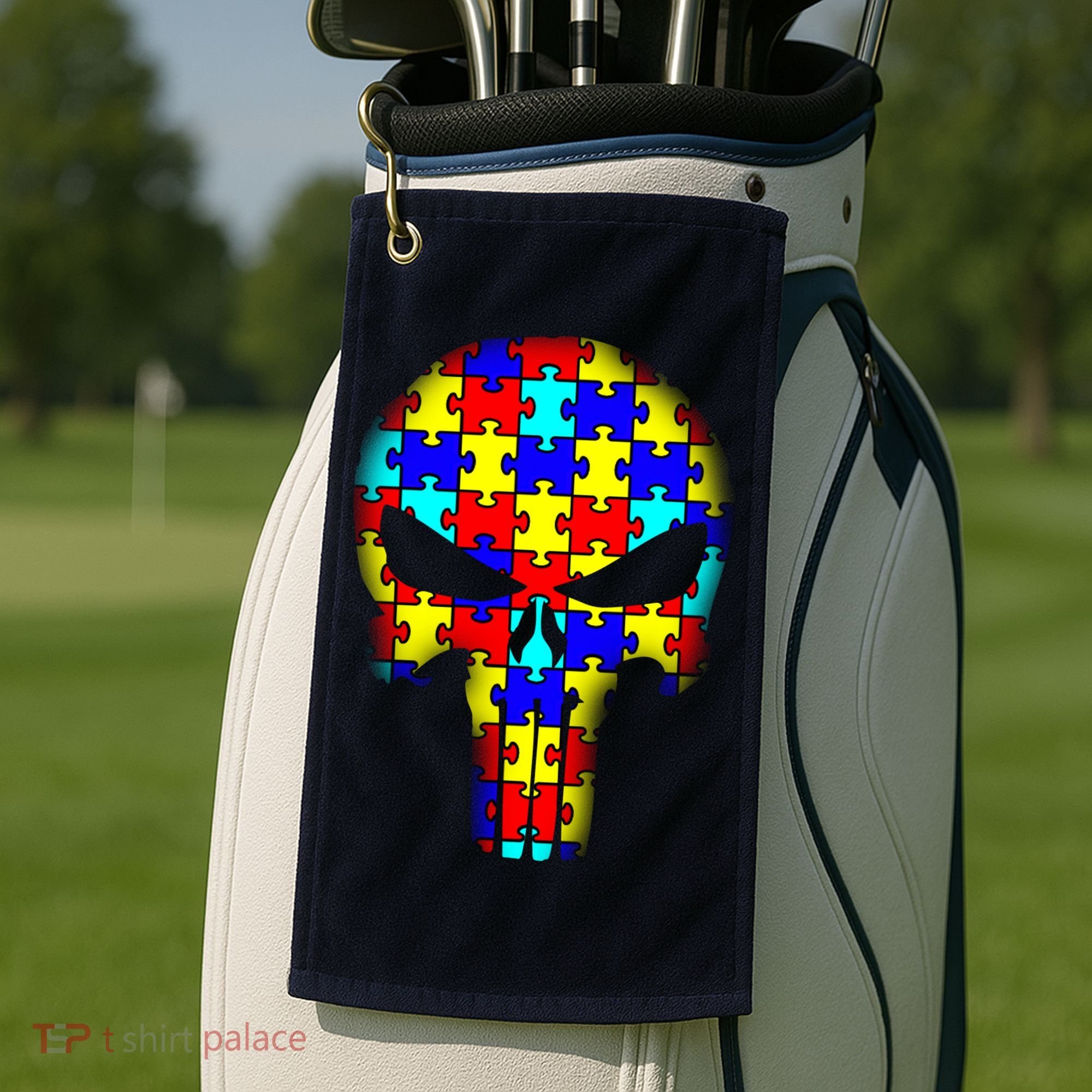Autism Skull Golf Towel