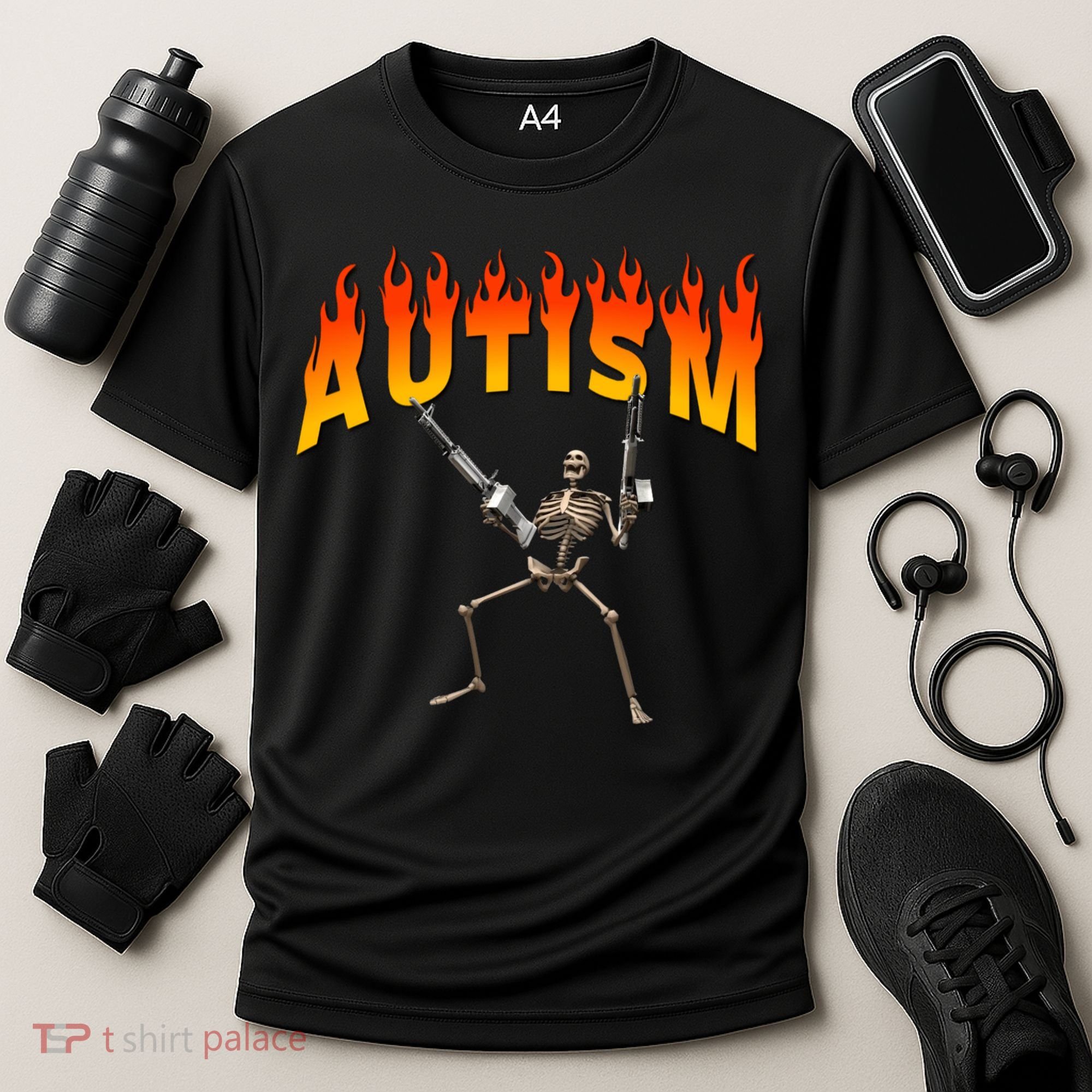 Autism Skeleton Cooling Performance Crew T-Shirt