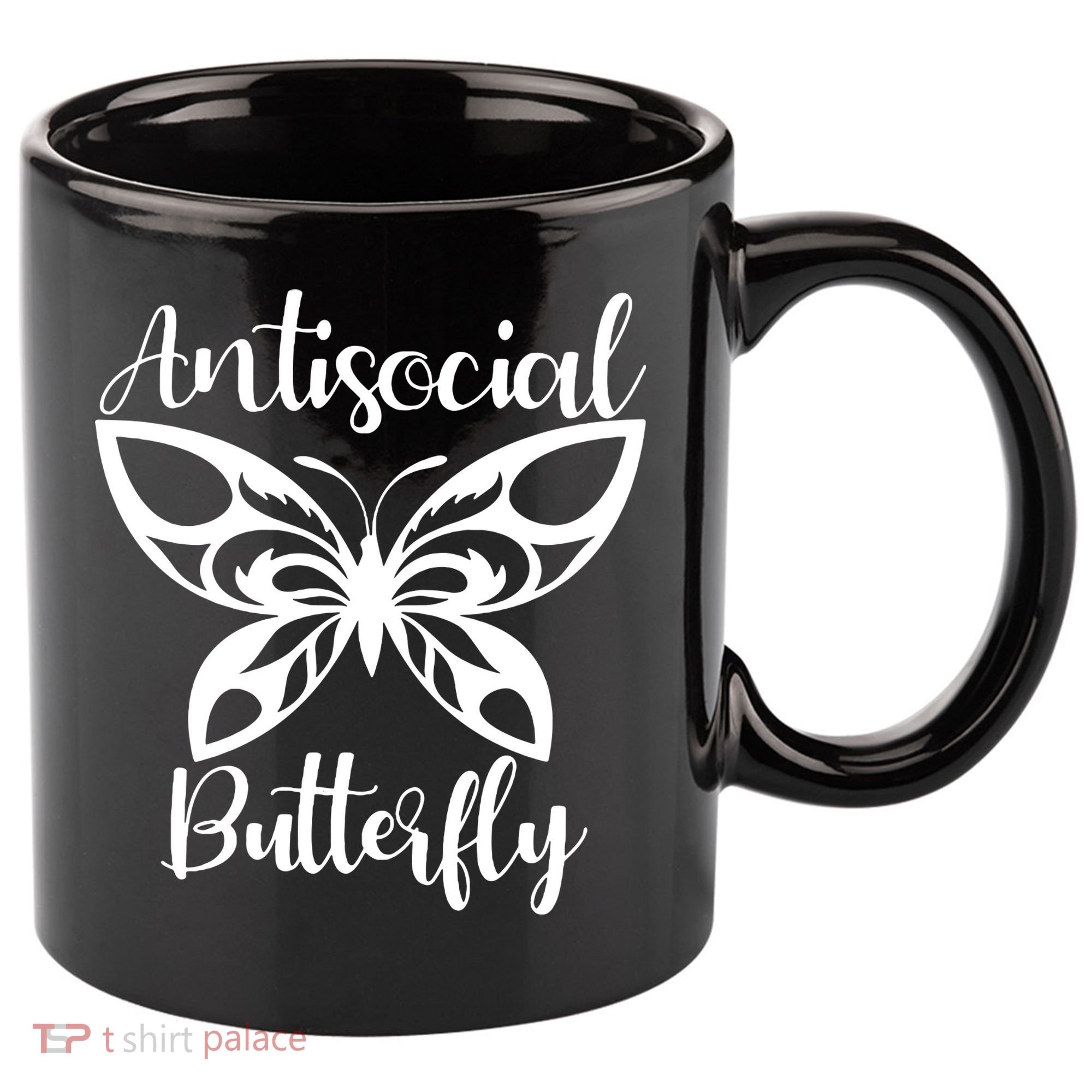 Anti Social Butterfly 11oz C Handle Ceramic Mug