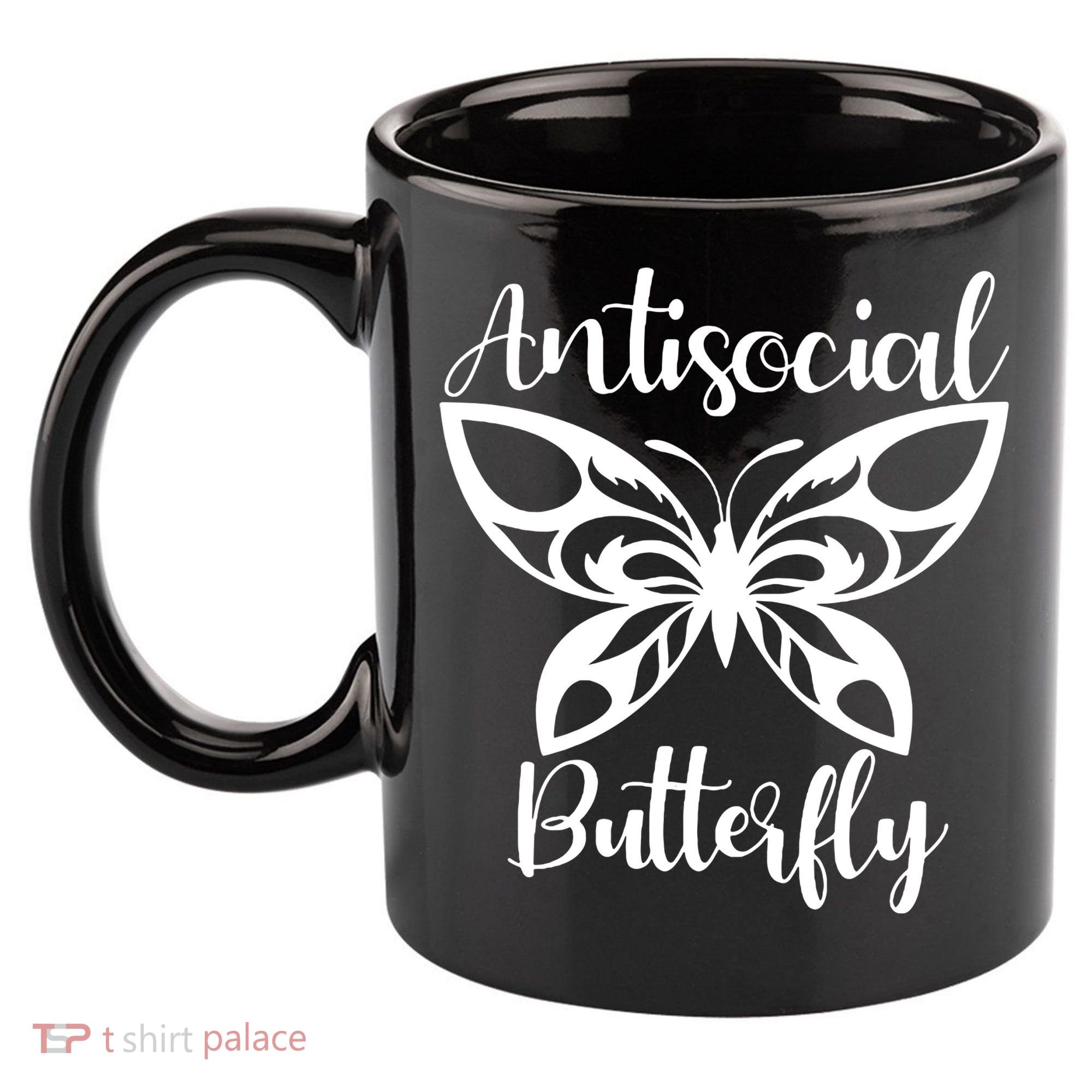 Anti Social Butterfly 11oz C Handle Ceramic Mug