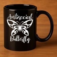 Anti Social Butterfly 11oz C Handle Ceramic Mug thumb 3