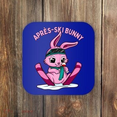 Apres Ski Bunny Ing Wine Funny Skiing Pink Rabbit Party Funny Gift Coaster