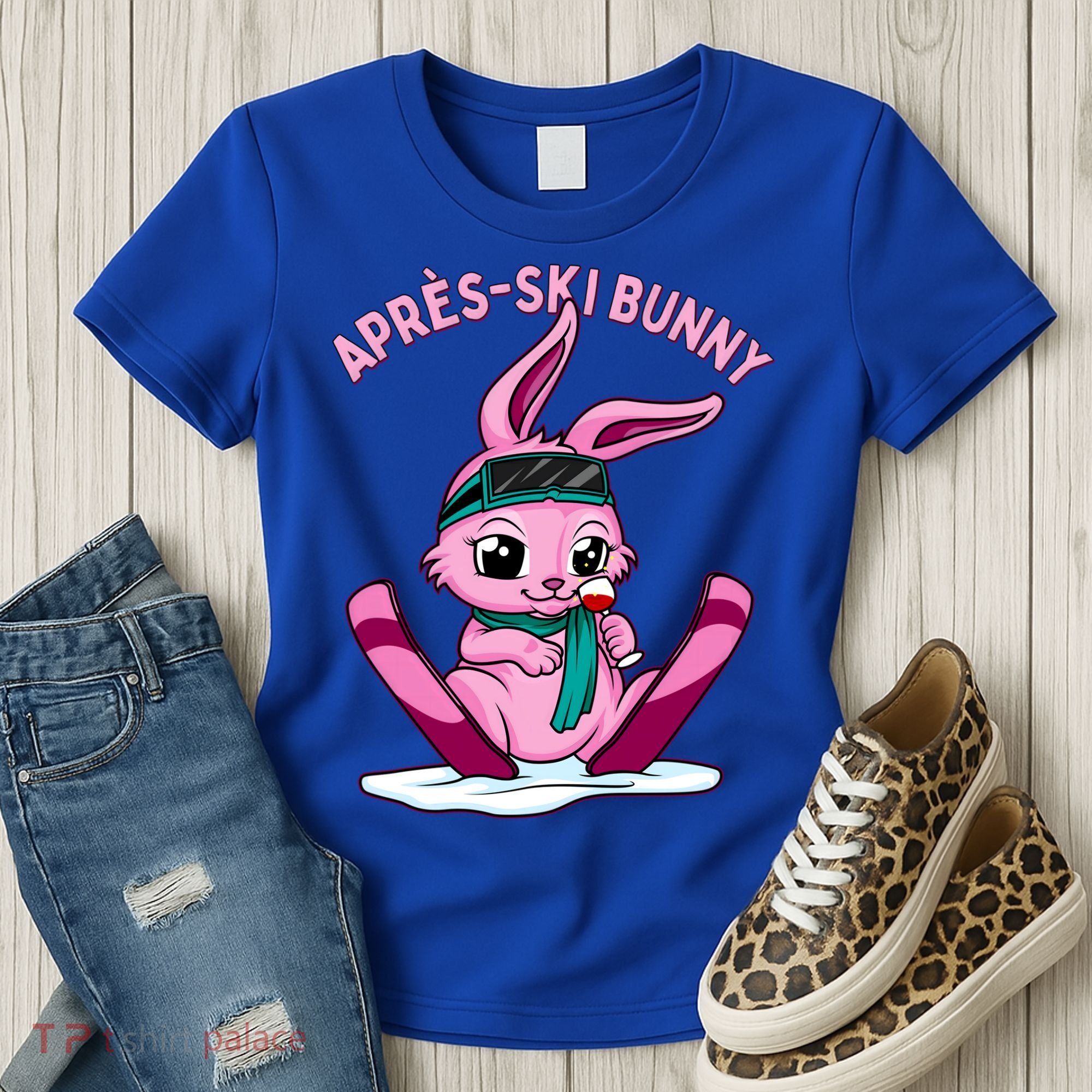 Apres Ski Bunny Ing Wine Funny Skiing Pink Rabbit Party Funny Gift Women's T-Shirt