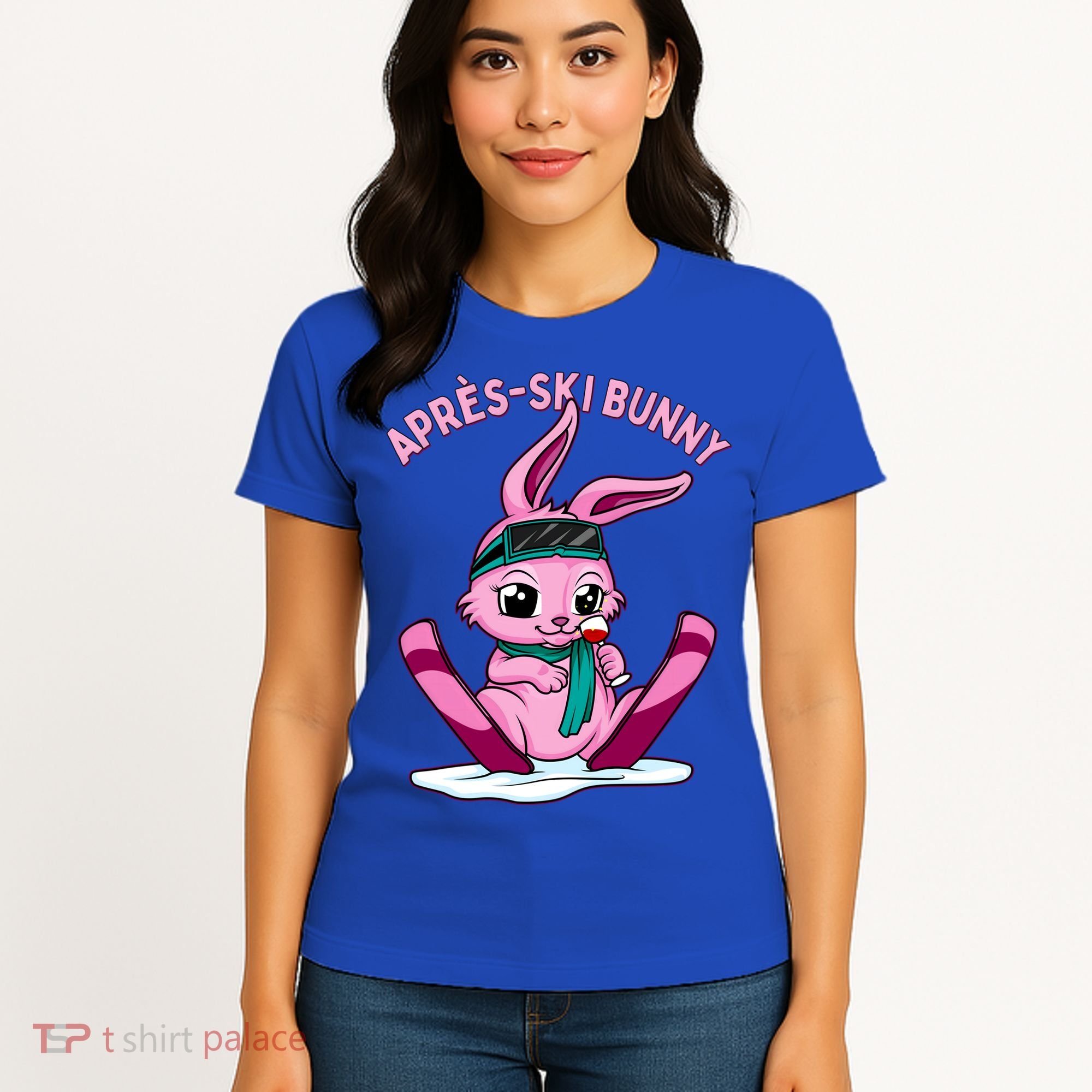 Apres Ski Bunny Ing Wine Funny Skiing Pink Rabbit Party Funny Gift Women's T-Shirt