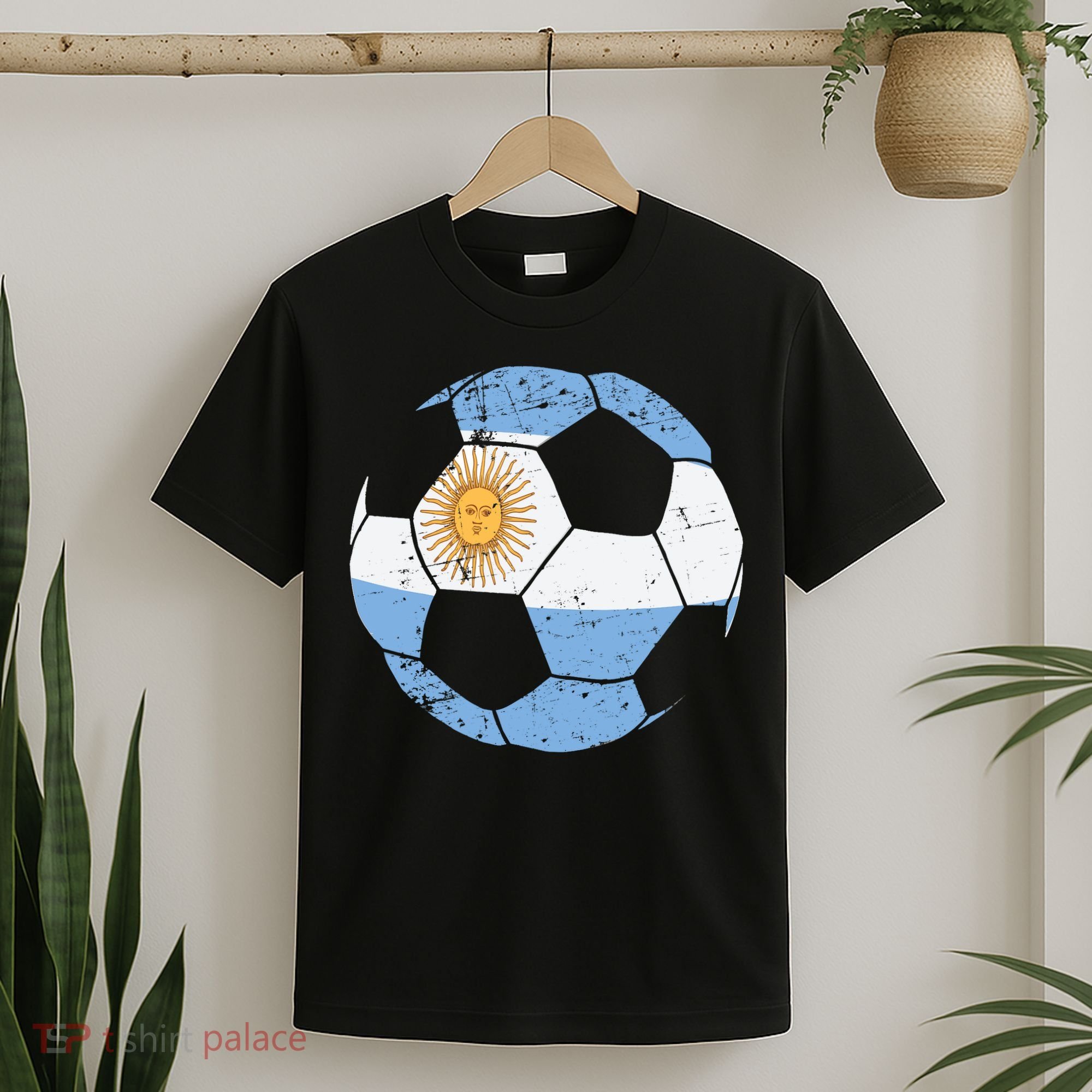Argentina Soccer Ball Flag Jersey Argentinian Football T-Shirt