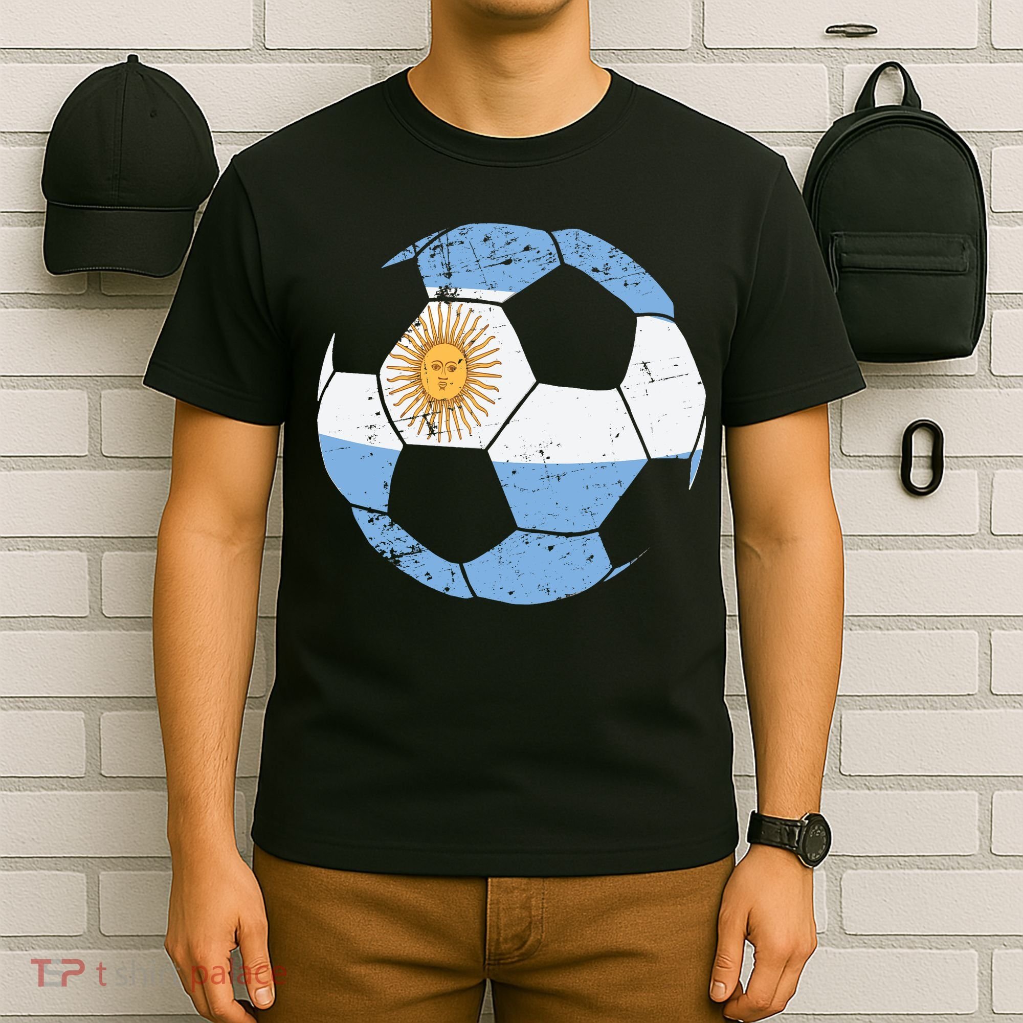 Argentina Soccer Ball Flag Jersey Argentinian Football T-Shirt