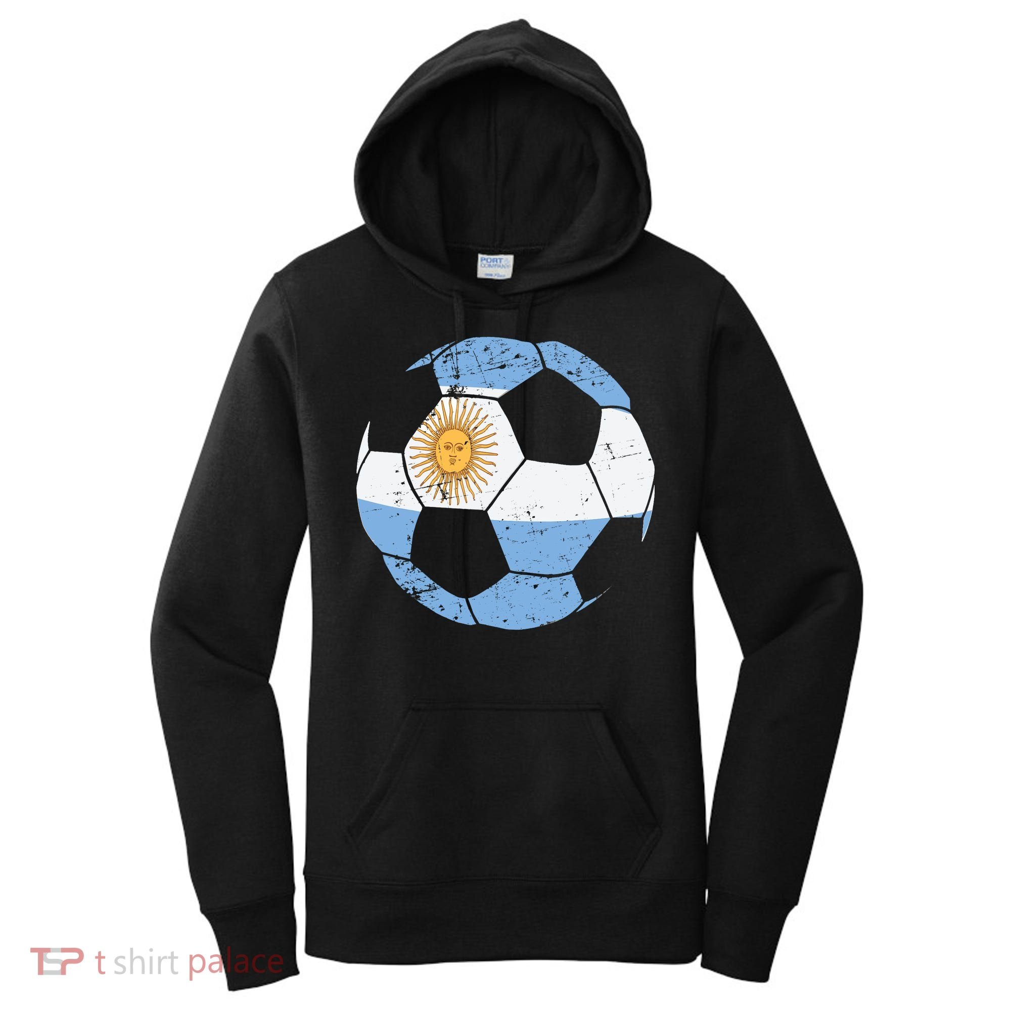 Argentina Soccer Ball Flag Jersey Argentinian Football Women's Hoodie