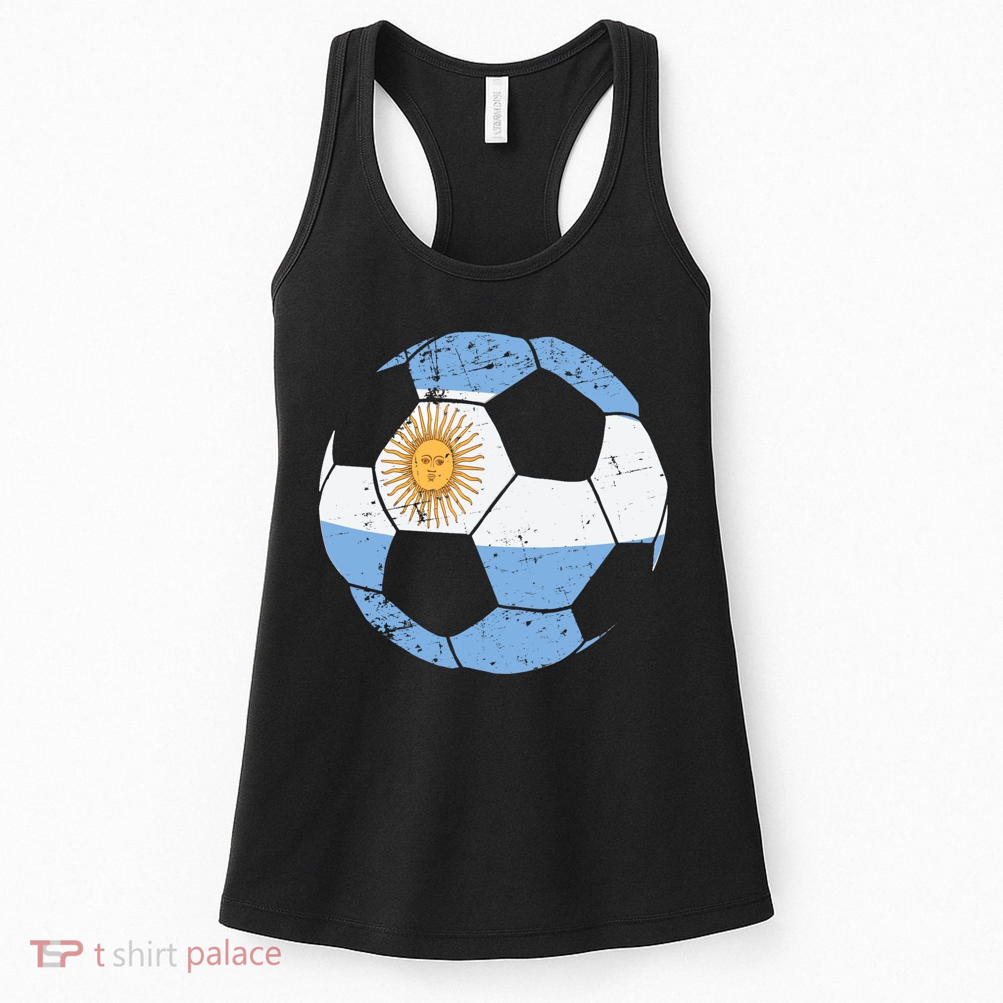Argentina Soccer Ball Flag Jersey Argentinian Football Women's Tank Top