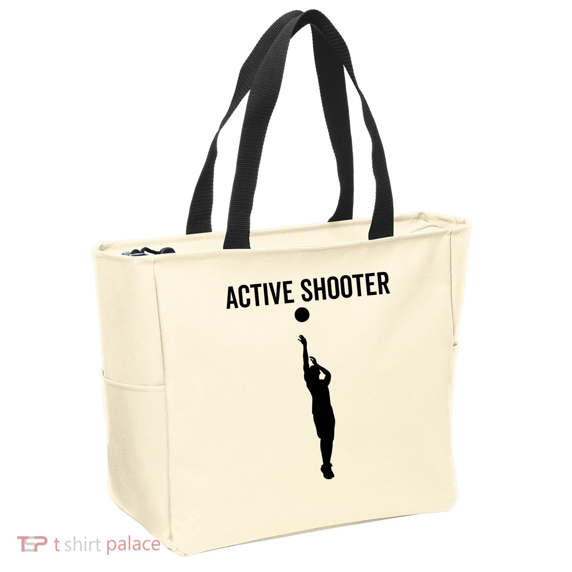 Active Shooter Basketball Funny Sport Lover Humor Tote Bag