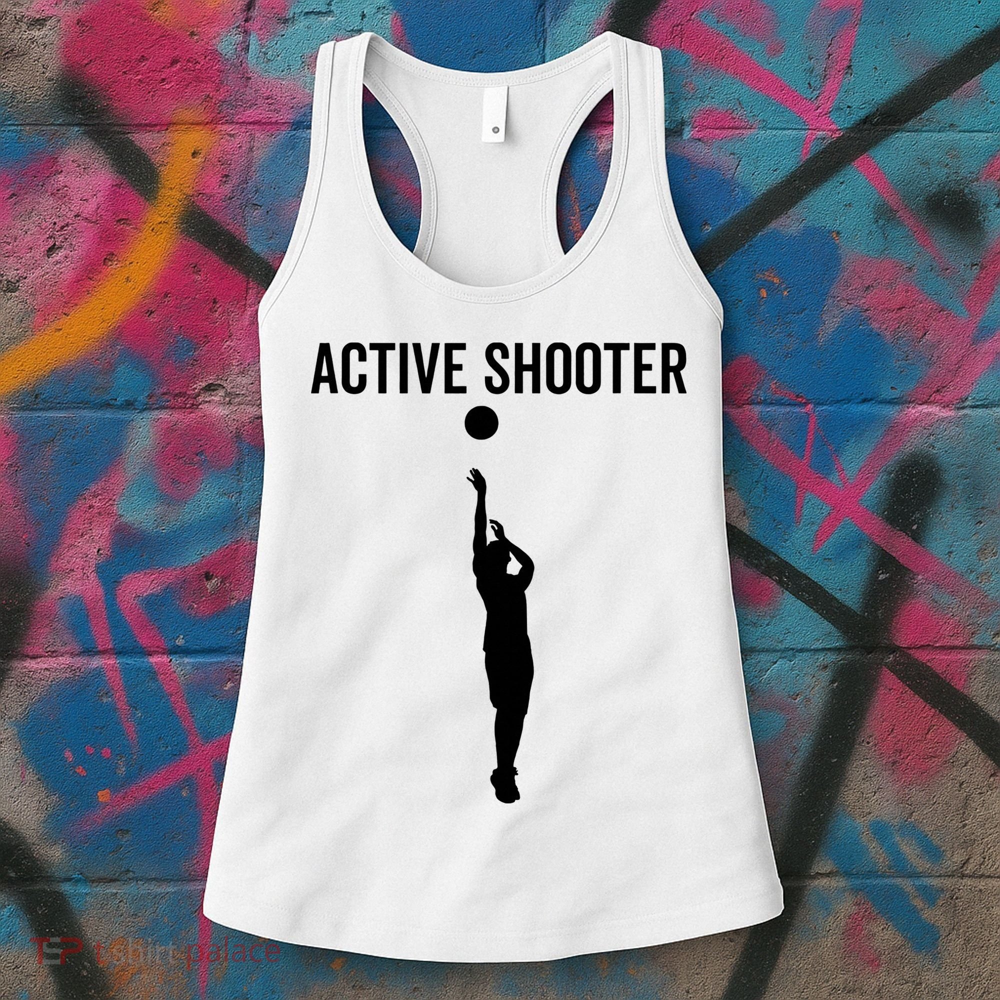 Active Shooter Basketball Funny Sport Lover Humor Women's Tank Top