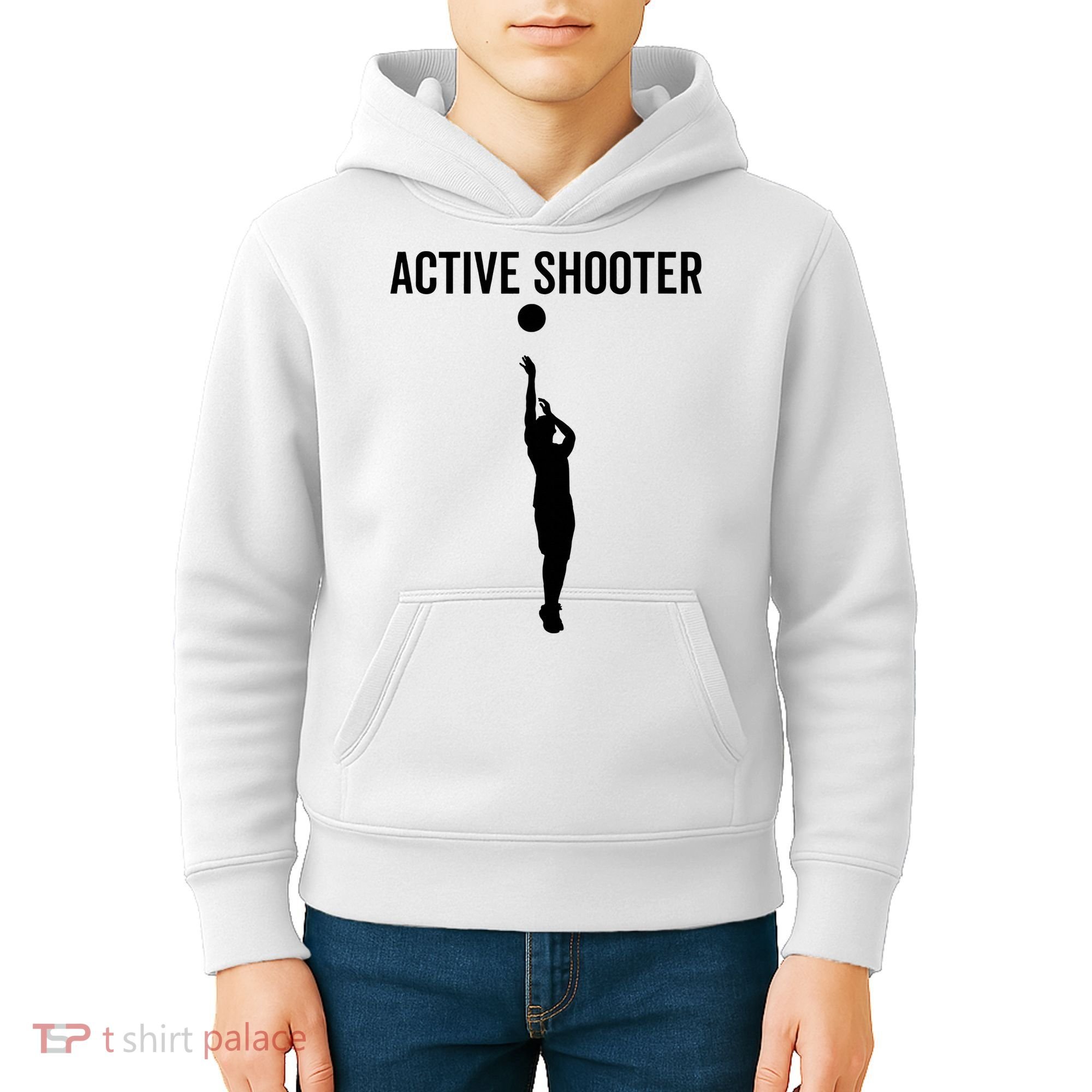 Active Shooter Basketball Funny Sport Lover Humor Kids Hoodie