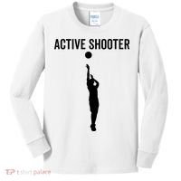Active Shooter Basketball Funny Sport Lover Humor Kids Long Sleeve Shirt thumb 0