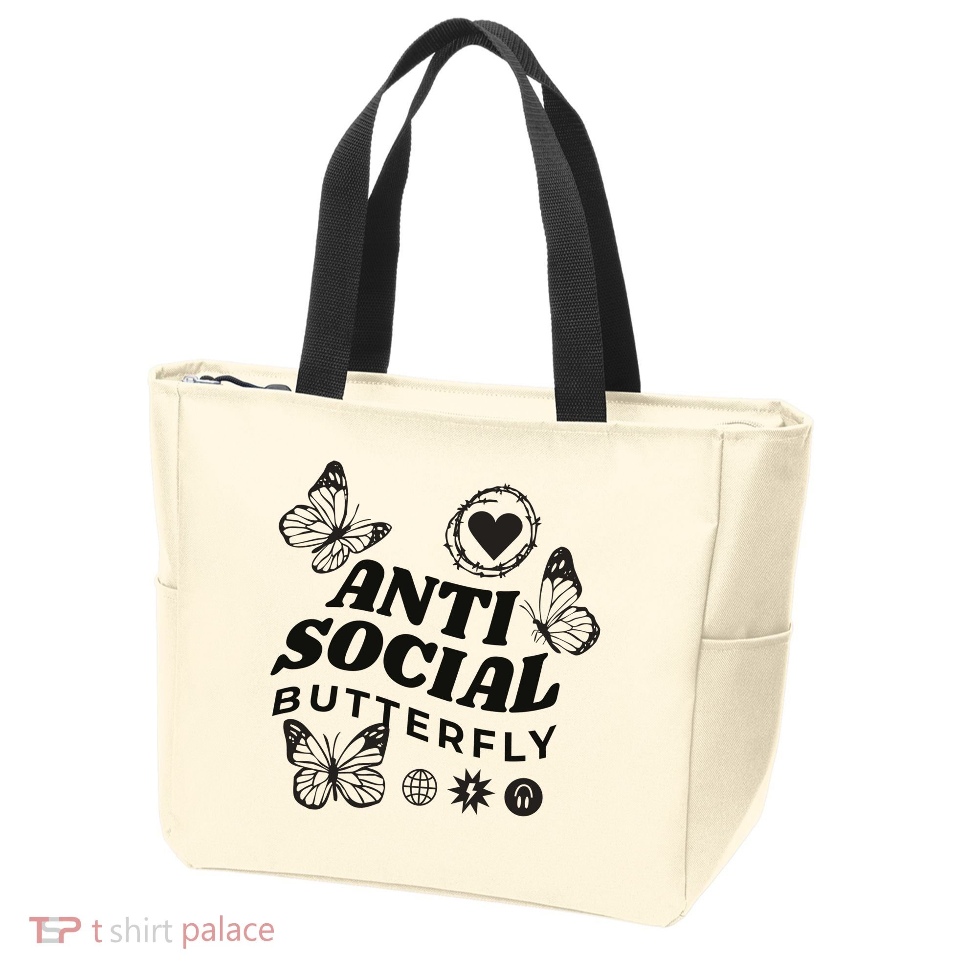 Anti Social Butterfly Retro Tote Bag