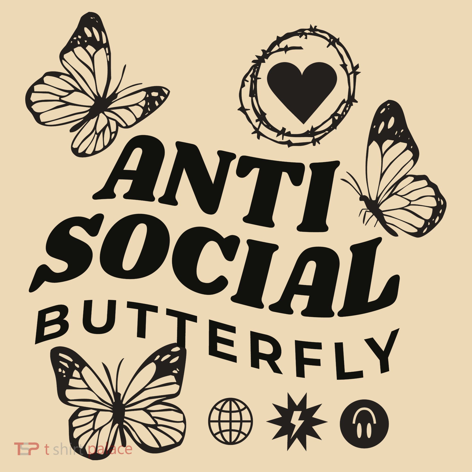 Anti Social Butterfly Retro Tote Bag