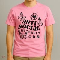 Anti Social Butterfly Retro T-Shirt thumb 3