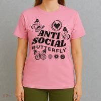 Anti Social Butterfly Retro T-Shirt thumb 4