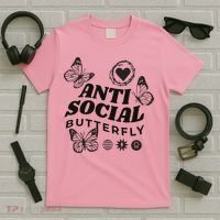 Anti Social Butterfly Retro T-Shirt thumb 5
