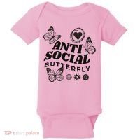 Anti Social Butterfly Retro Baby Bodysuit thumb 0
